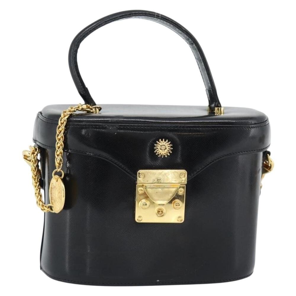 Gianni Versace Leather Medusa Handbag Black